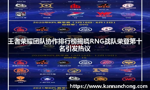 王者荣耀团队协作排行榜揭晓RNG战队荣登第十名引发热议